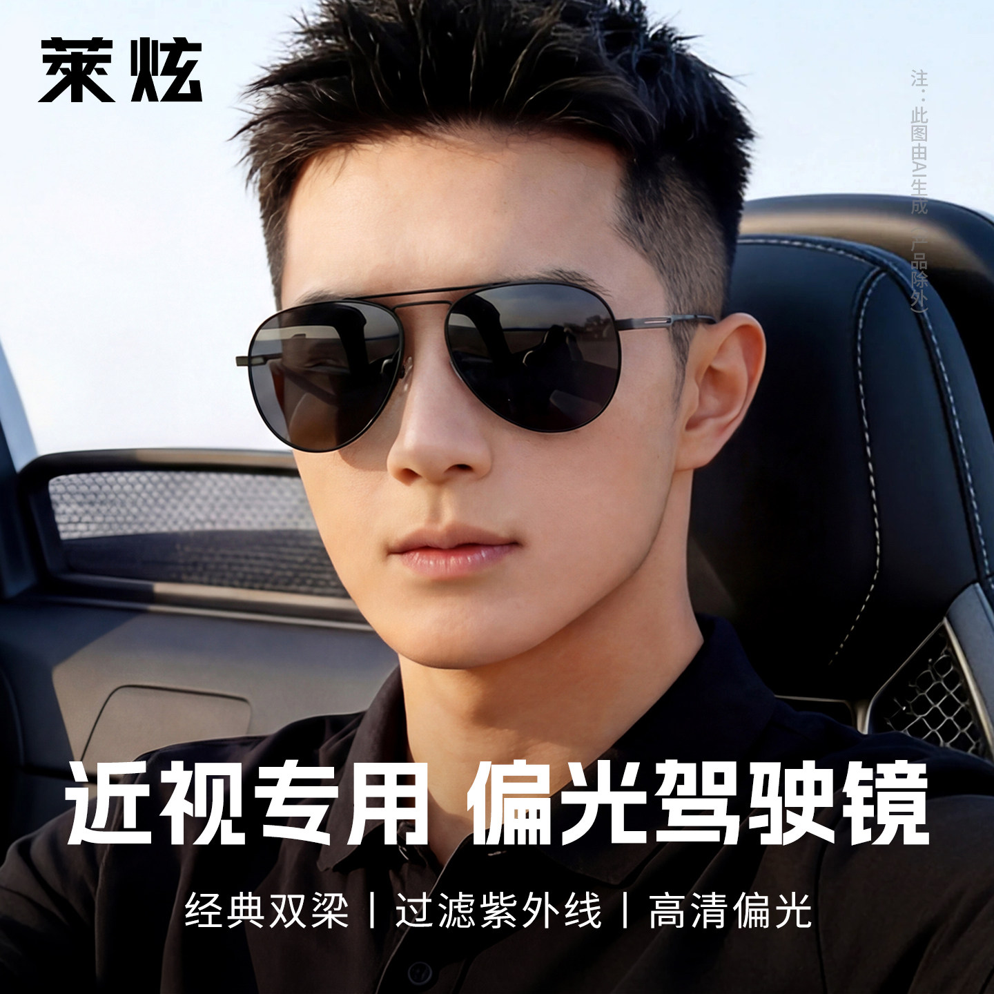 带度数飞行员近视墨镜男偏光2026新款高级感开车专用驾驶太阳眼镜