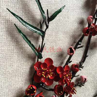 芜湖铁画 梅花竹子铁画挂件 双清图铁画 纯手工安徽特产 储氏铁画