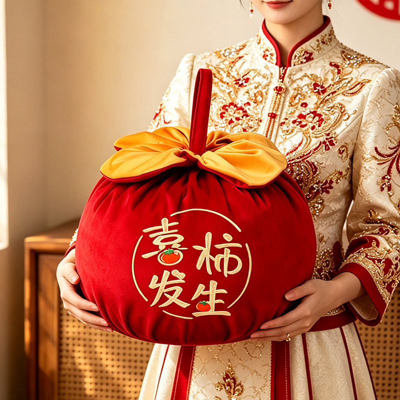 结婚刺绣包袱皮大号新娘陪嫁聚宝盆喜盆包裹布包袱布婚庆用品大全