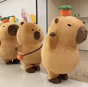 充气卡皮巴拉卡通人偶服装出租网红水豚玩偶服派对人穿行走服租赁