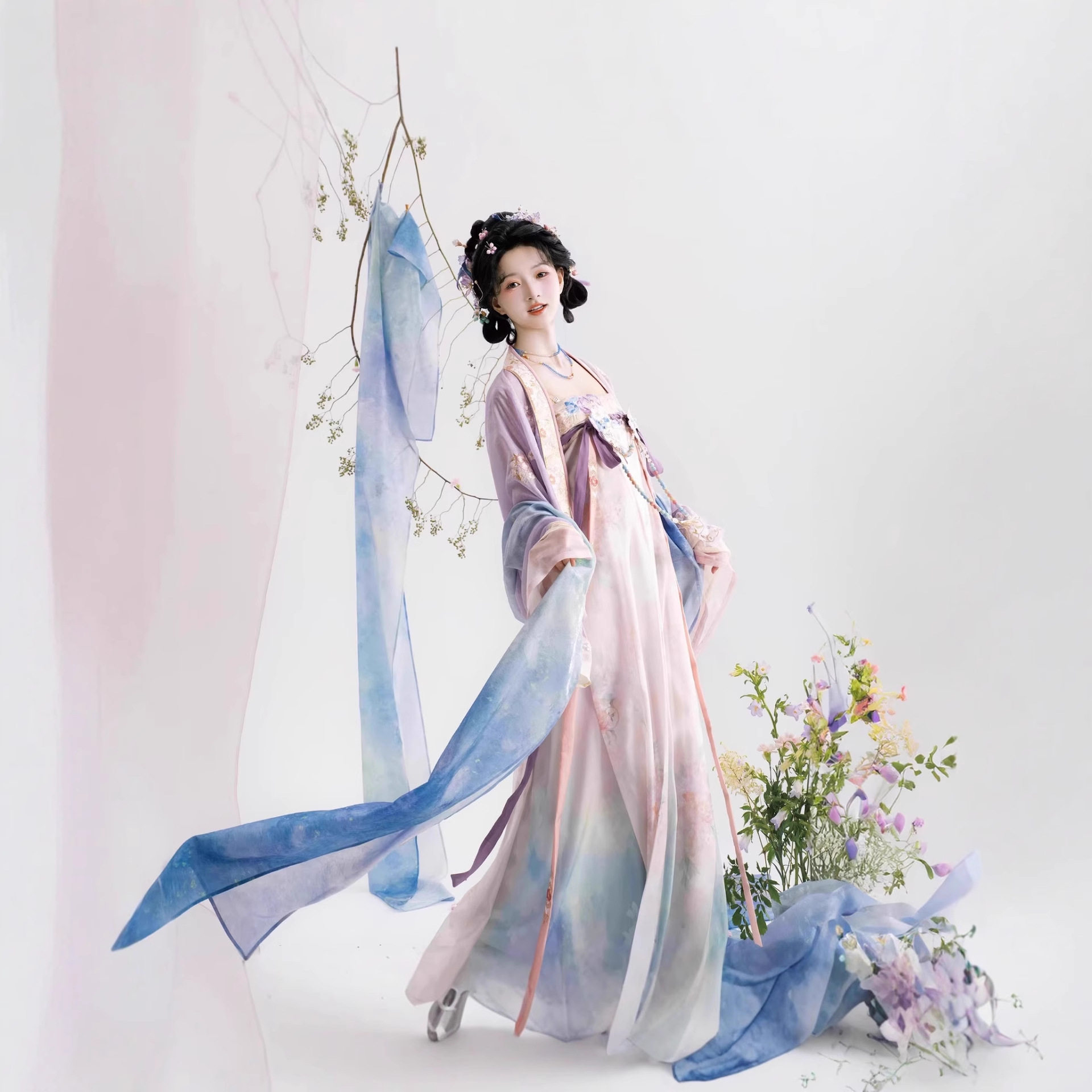 法门寺披衫齐胸裙原创唐制汉服襦裙女旅拍写真仙女服刺绣大袖衫,女装/女士精品,汉服套装,淘宝优惠券,粉丝福利购,淘宝优惠卷