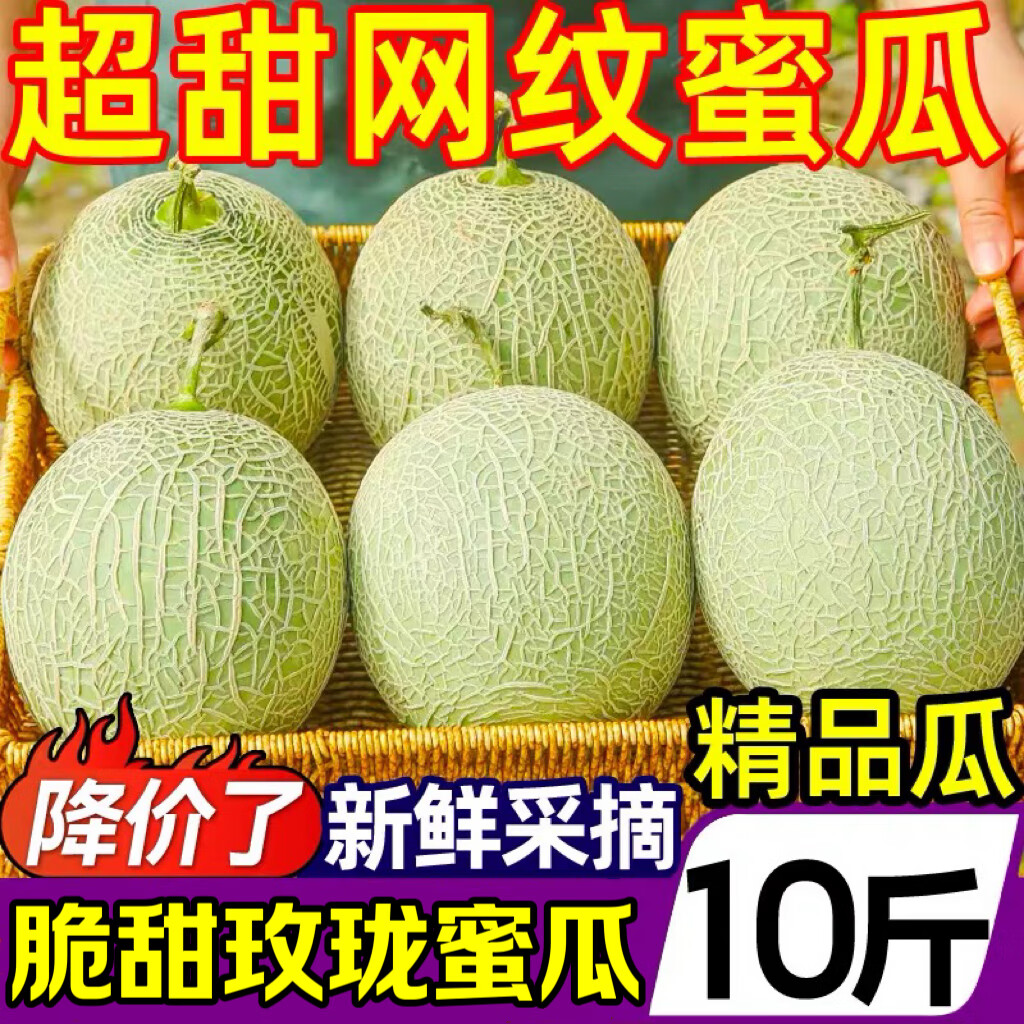 海南网纹蜜瓜新鲜水果当季冰淇淋哈密瓜玫珑海阳蜜瓜甜瓜整箱