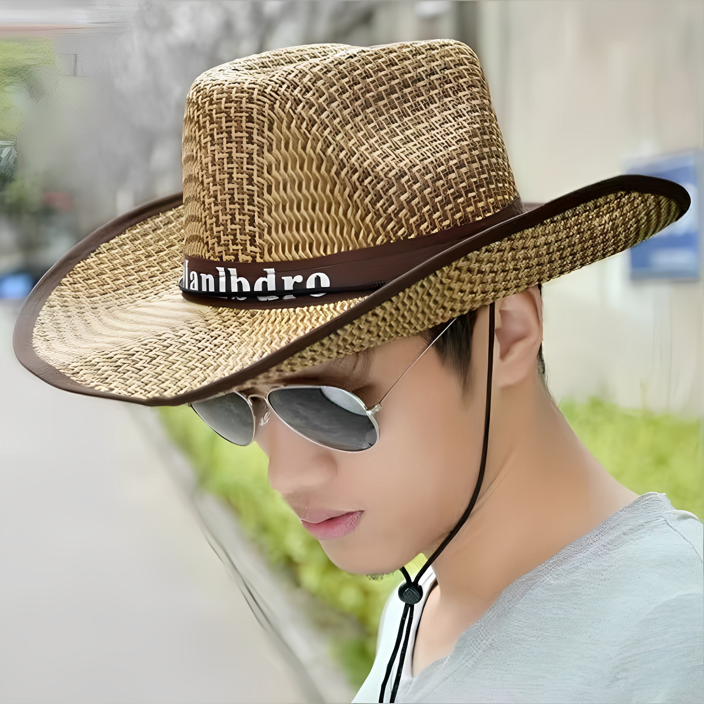 草帽男款防晒工地户外夏季