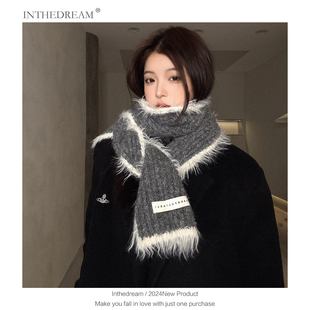 韩系高级感加厚保暖针织围巾女2025秋冬季含羊毛软糯围脖学生百搭