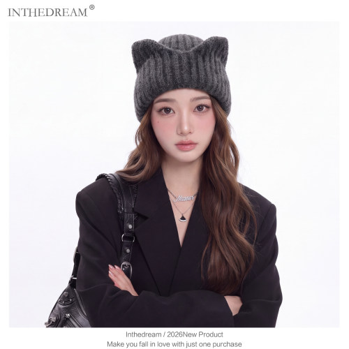 韩系猫耳护耳针织帽女冬保暖