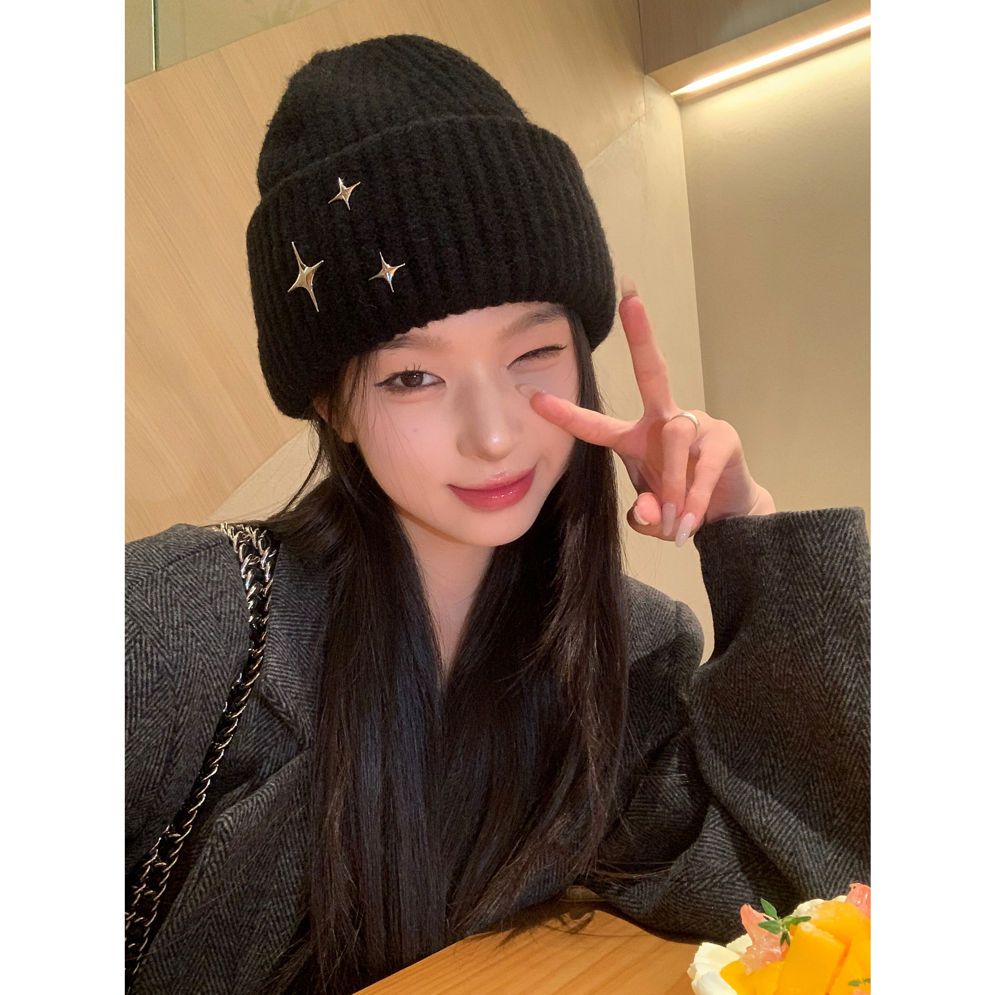 2023新款加厚保暖防寒针织毛线帽子女骑行护耳套头冷帽网红百搭潮