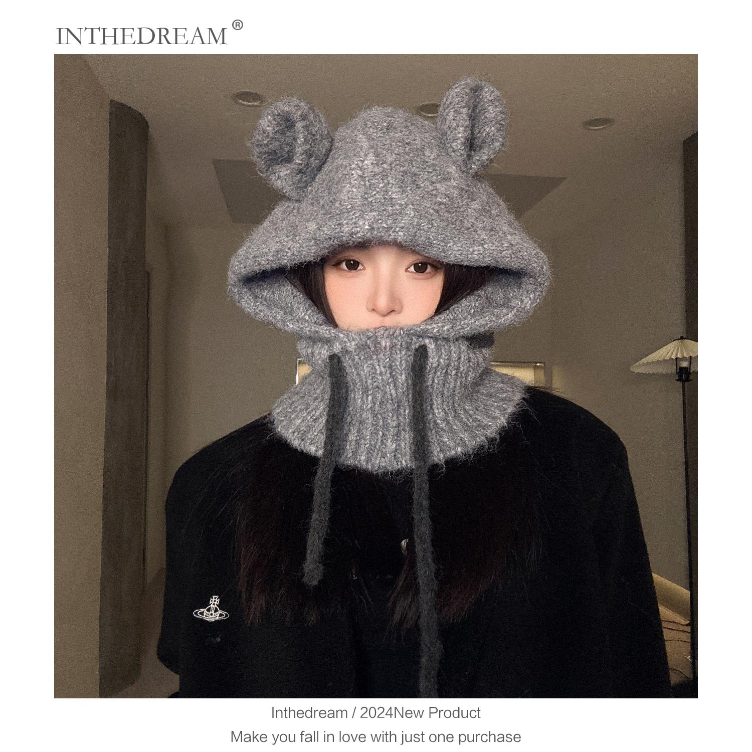 韩国巴拉克拉法帽子女冬季保暖帽子围脖一体情侣款护耳毛线针织帽