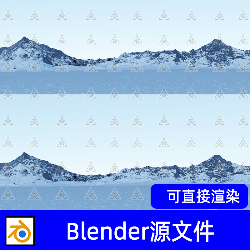 Blender雪山山顶山坡连绵高山冰雪冰面3D模型渲染工程源文件