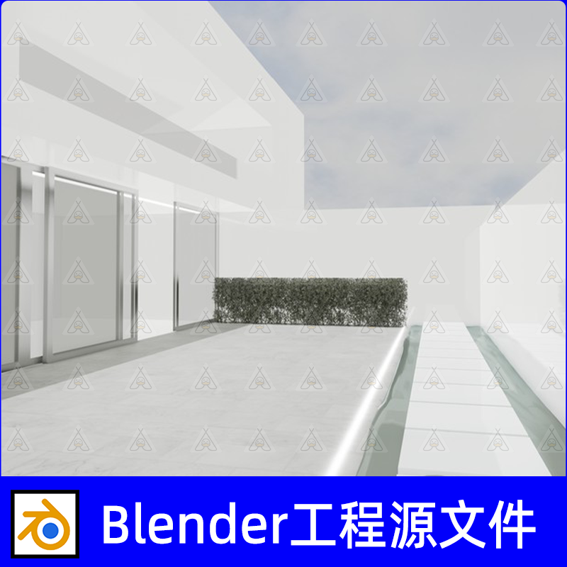 Blender场景中庭住宅内院式住宅空房子3d模型素材