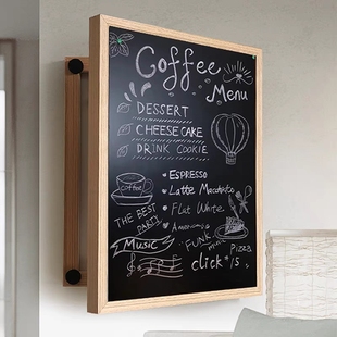 饰壁画免打孔实木 磁吸商用门头黑板留言板可翻盖家用遮挡电表箱装