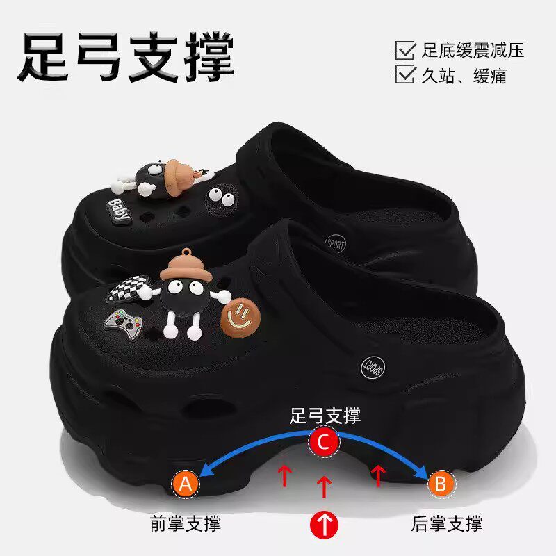 洞洞鞋女款夏季外穿2026新款防滑厚底足弓支撑沙滩海边eva凉拖鞋