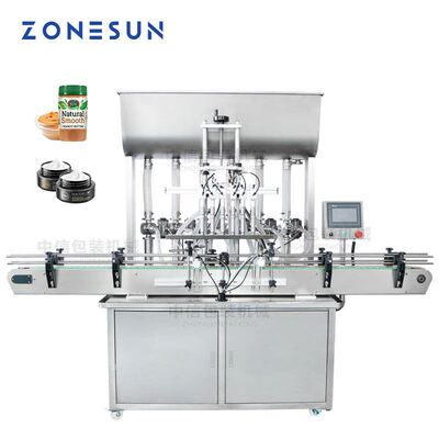 ZONESUN 6头全自动液体膏体灌装机 蜂蜜护手霜酱料罐装分装包装机