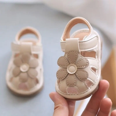 女宝宝包头凉鞋夏季叫叫鞋可爱软底防滑婴儿鞋子公主鞋小童学步鞋