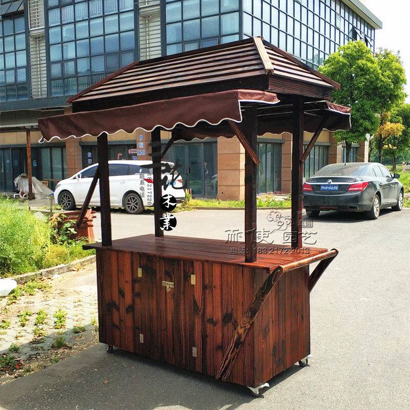 防腐木移动摊位售货车商场仿古售卖车夜市花车冰粉摆摊小推车