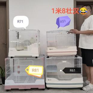 兔笼R81全景玻璃proR61双抽屉防喷尿R71兔子龙猫笼子特大号