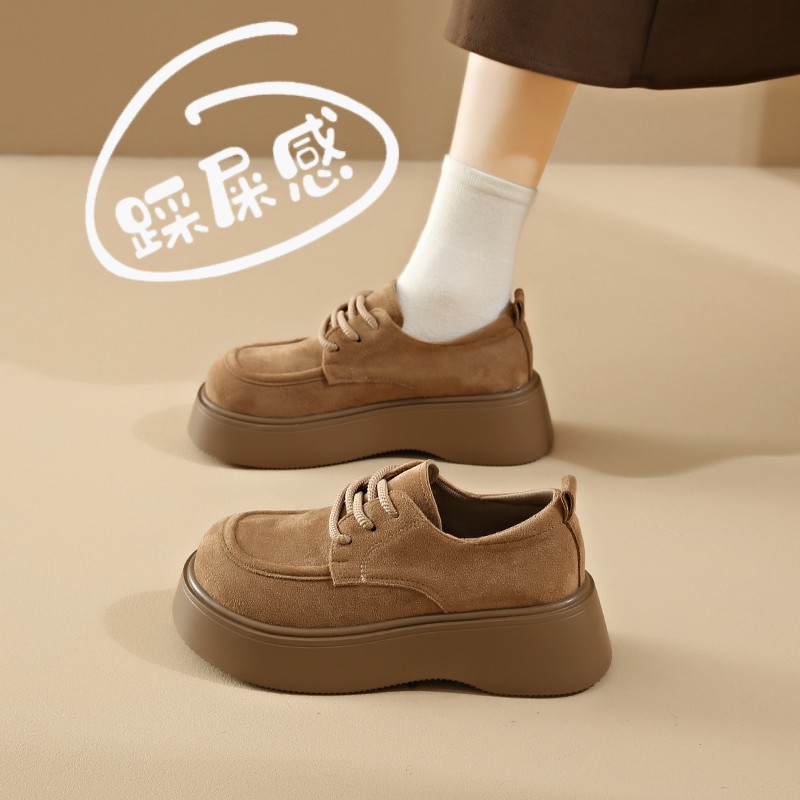 厚底勃肯鞋女鞋子2025新款春季复古时尚单鞋34码小个子增高乐福鞋