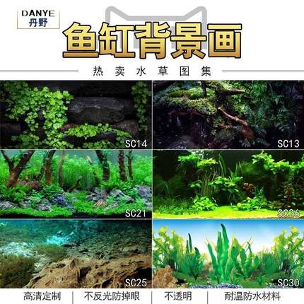 鱼缸背景贴纸5d画高清图3d立体壁纸水族箱贴纸壁画造景装饰水草