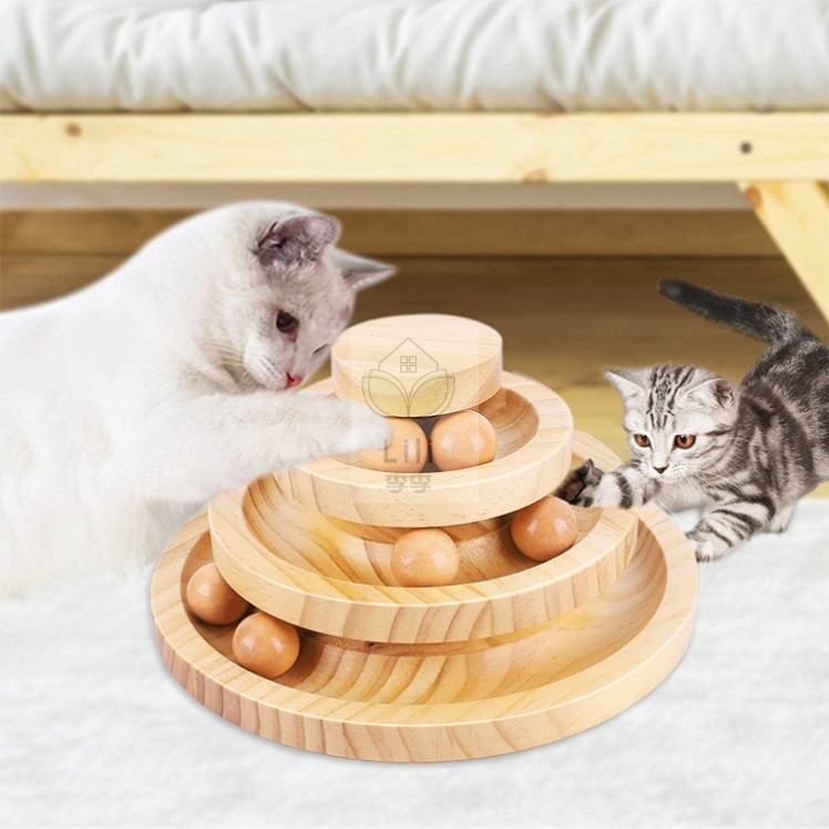 猫咪玩具自嗨解闷实木小幼猫转盘逗猫棒耐宠物猫玩的玩具消耗体力