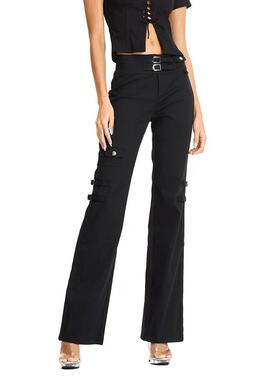 Bella同款黑色休闲西裤2022春秋复古微喇叭裤欧美辣妹高腰直筒裤