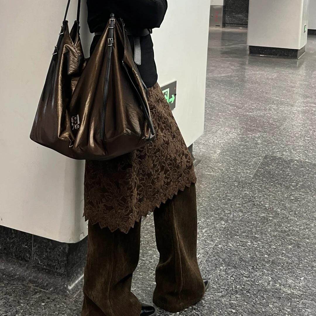 小众设计蕾丝长裤微喇长裤休闲裤