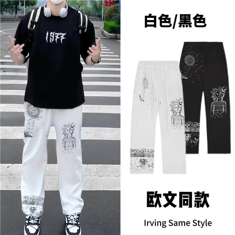 欧文个性裤子美式潮牌篮球长裤秋季薄款街头运动休闲直筒训练卫裤