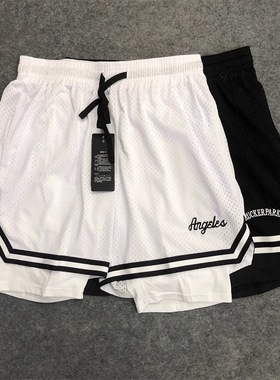 美式假两件三分短裤男夏季篮球透气速干不过膝四分跑步运动健身裤