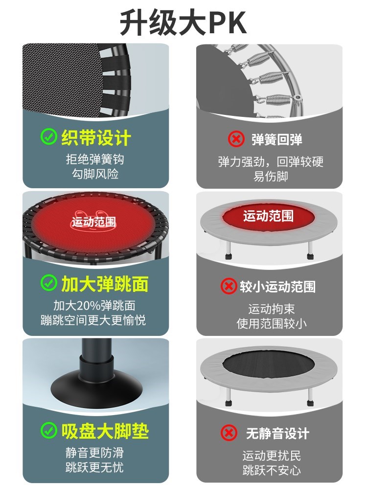 蹦蹦床儿童家用室内成人健身房扶手蹭蹭床家庭跳跳床弹跳床运动器