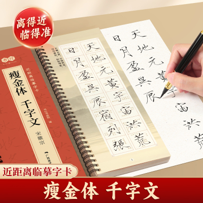 宋徽宗瘦金体字帖毛笔临摹字卡入门书法练字帖宋代赵佶经典碑帖瘦金体千字文字帖诗帖原帖精修放大版初学者学生成人练字附简体旁注