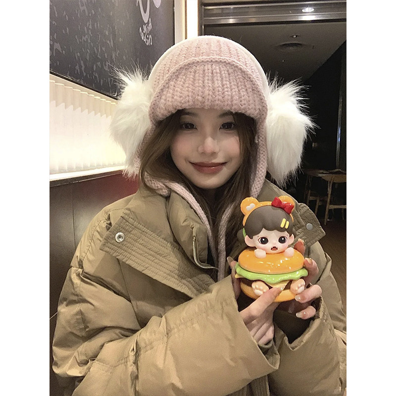 韩版毛绒护耳雷锋帽女冬季2025新款防寒保暖粉色针织毛线帽显脸小,服饰配件/皮带/帽子/围巾,帽子,淘宝优惠券,粉丝福利购,淘宝优惠卷