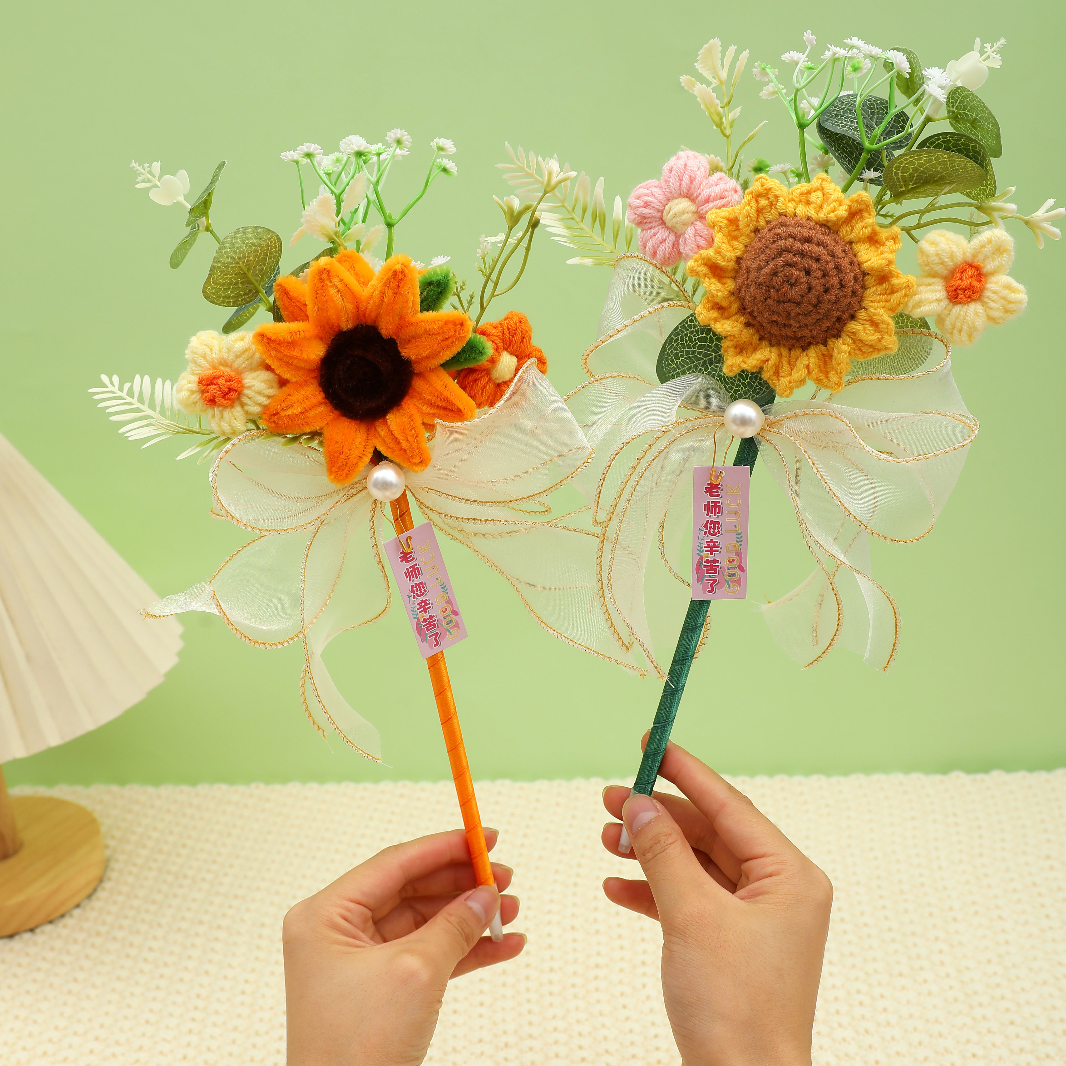教师节礼物手工钩织花束笔有意义
