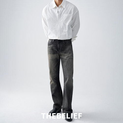 美式复古水洗做旧牛仔裤