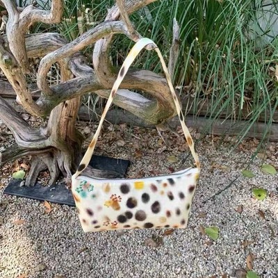 merakbahati淡黄色彩色波点腋下包 时尚通勤撞色百搭手拎女包