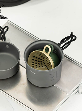 CAPTAIN STAG户外套锅铝制锅具露营便携锅套装单人野营野炊可收纳