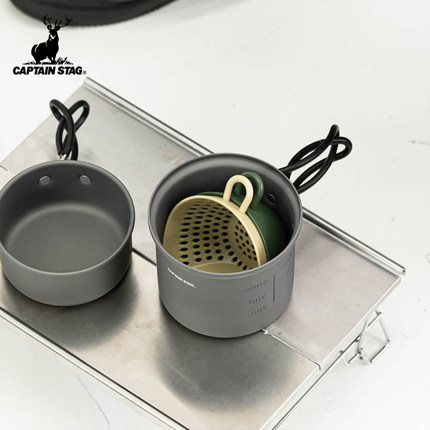 CAPTAIN STAG户外套锅铝制锅具露营便携锅套装单人野营野炊可收纳