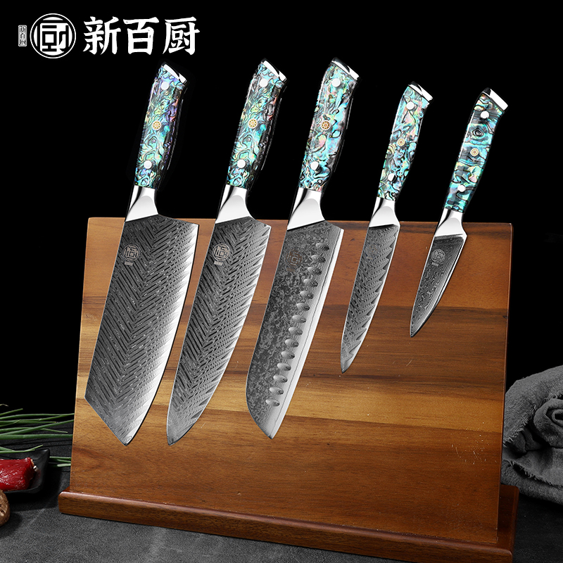 大马士革钢菜刀VG10钢芯刀具厨房套装组合家用切菜厨师专用新百厨