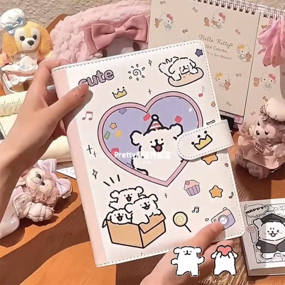 小红书同款原创线条小狗pu卡册皮质可爱卡通高颜值明星小卡收纳册