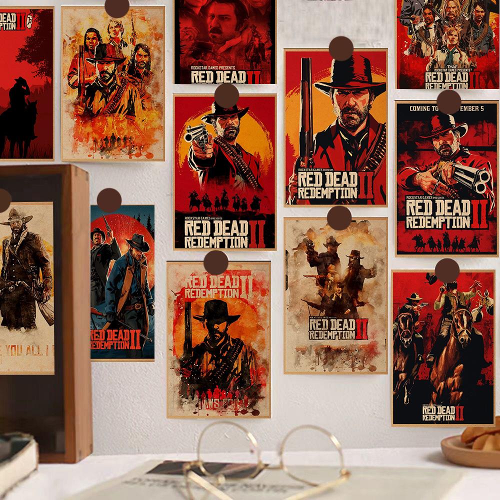 荒野大镖客游戏海报学生宿舍房间卧室墙面背景装饰布置墙贴壁纸