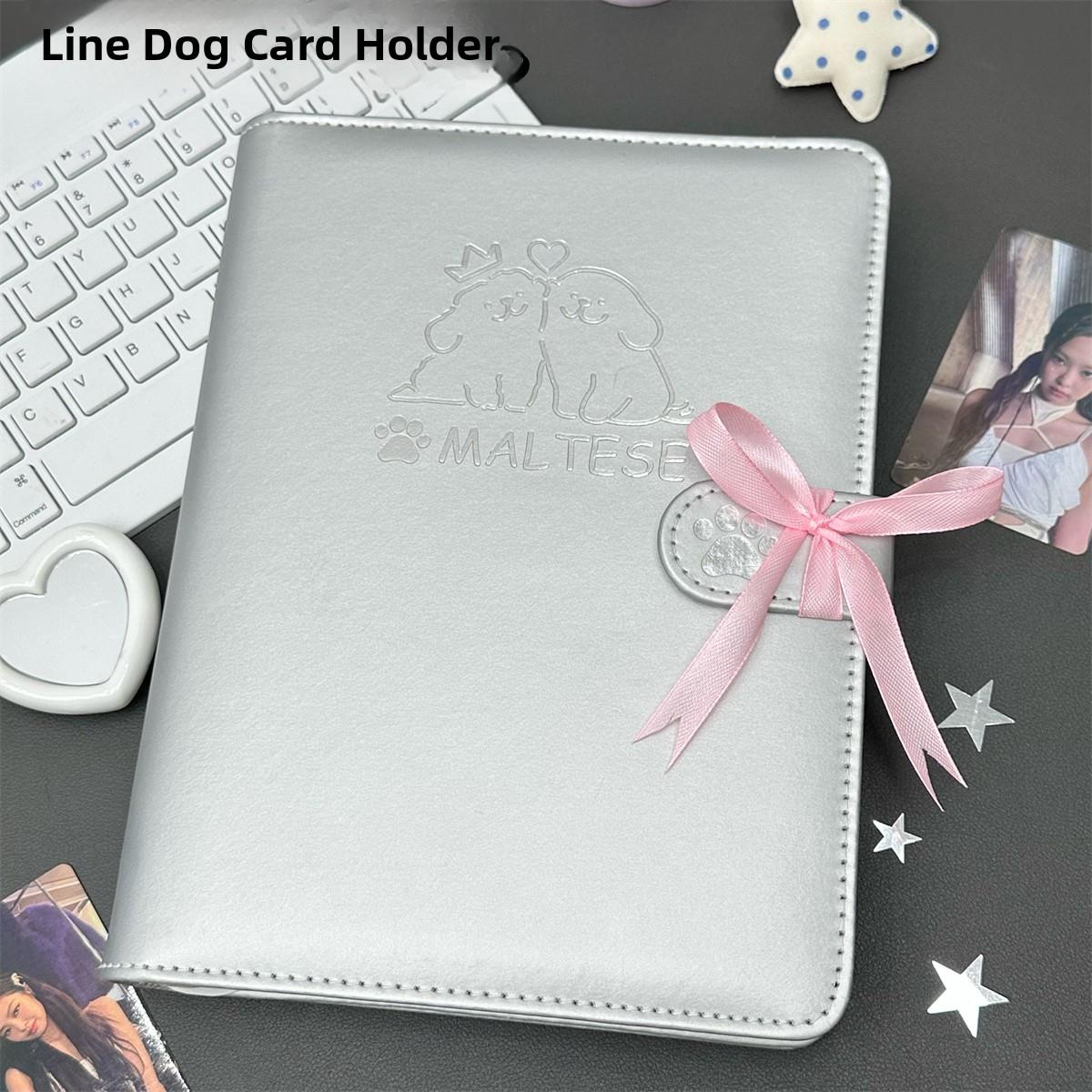 银线小狗皮革卡片书A5四方网格活页书学生明星追逐小卡宝丽来存储