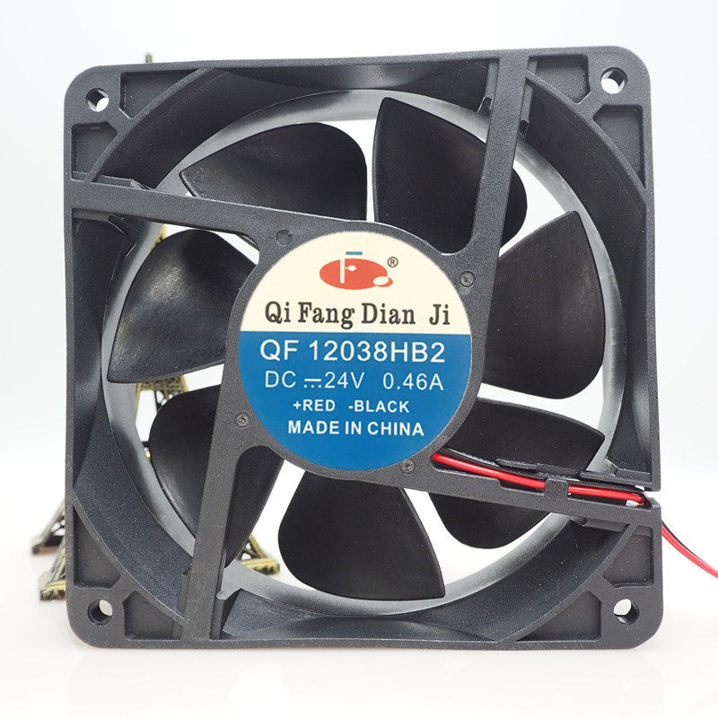 全新奇芳电机 QF12038HB2/HB1机柜风机12V 24V工业散热风扇12CM
