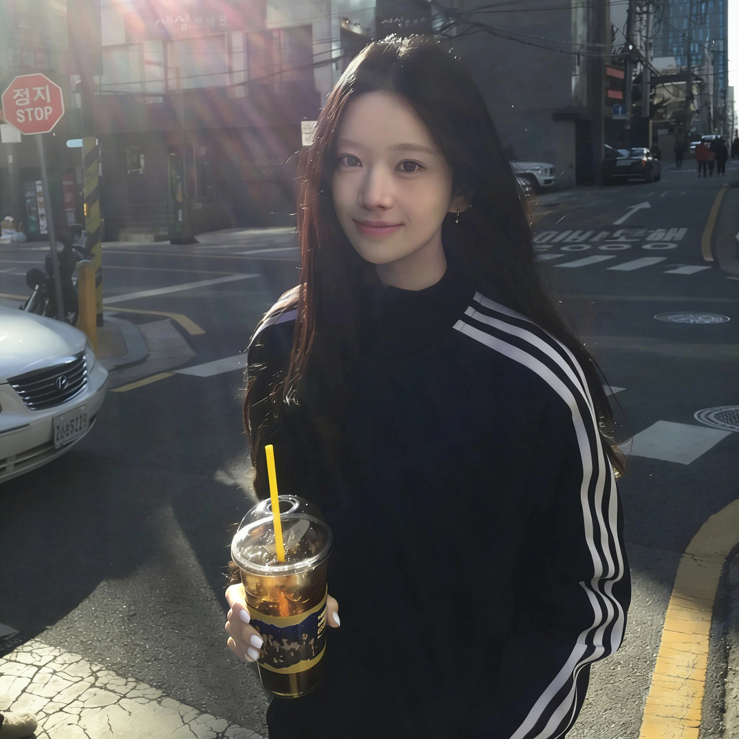 藏蓝色三条杠卫衣外套女款正肩小个子宽松慵懒风2026新款中性穿搭