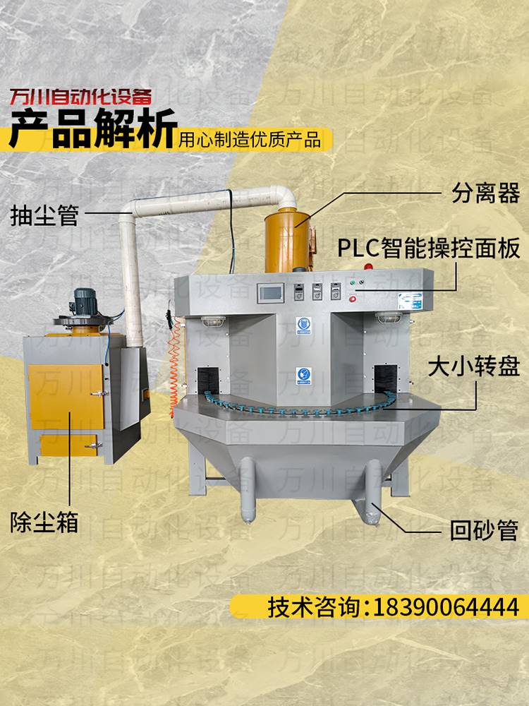 定制转盘式自动喷砂机不粘锅圆柱型打砂机酒瓶除锈打磨转台式打沙