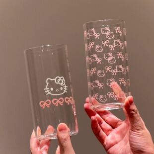 kt猫原创玻璃杯家用喝水杯子果汁杯高颜值创意可爱少女心创意礼物