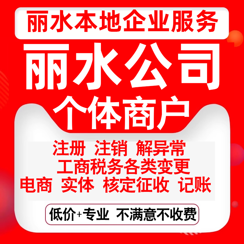 注册丽水市莲都龙泉青田云和景宁县公司营业执照变更代办个体注销