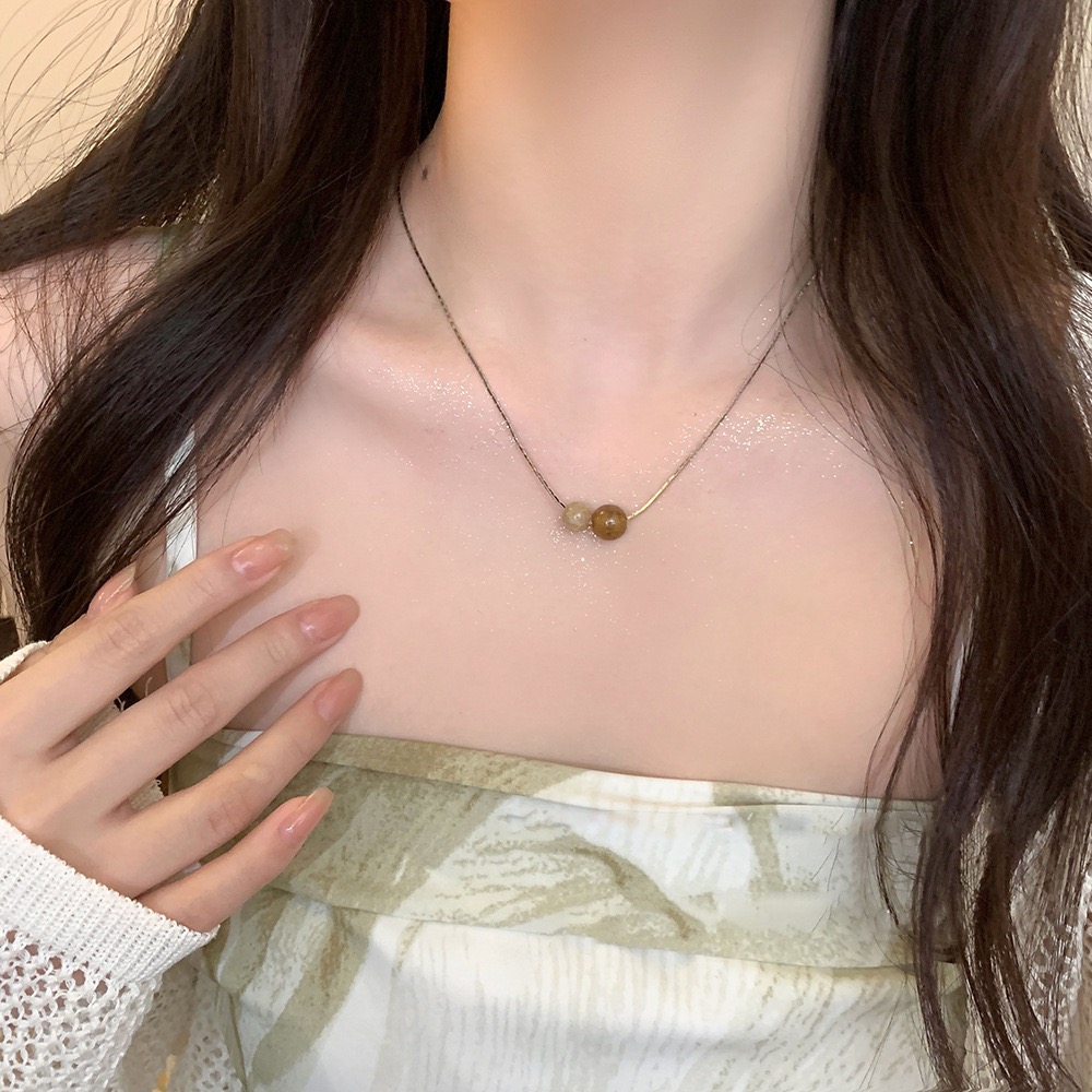 EmoPluto「烟雨」清冷风天然石吊坠项链女小众秋锁骨链2025新款