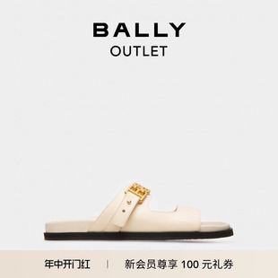 BALLY 巴利女士米白色皮革凉鞋 凉拖6300082 官方正品