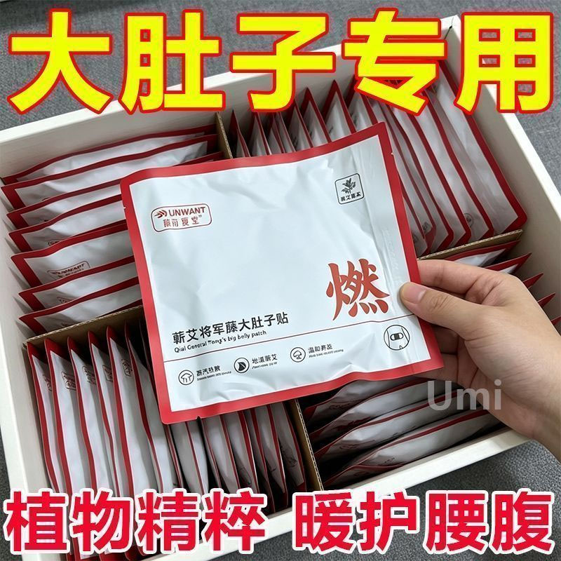 抖音同款将军藤大肚艾灸热敷贴蕲艾蒸汽暖身腰腹湿寒自发热正品贴