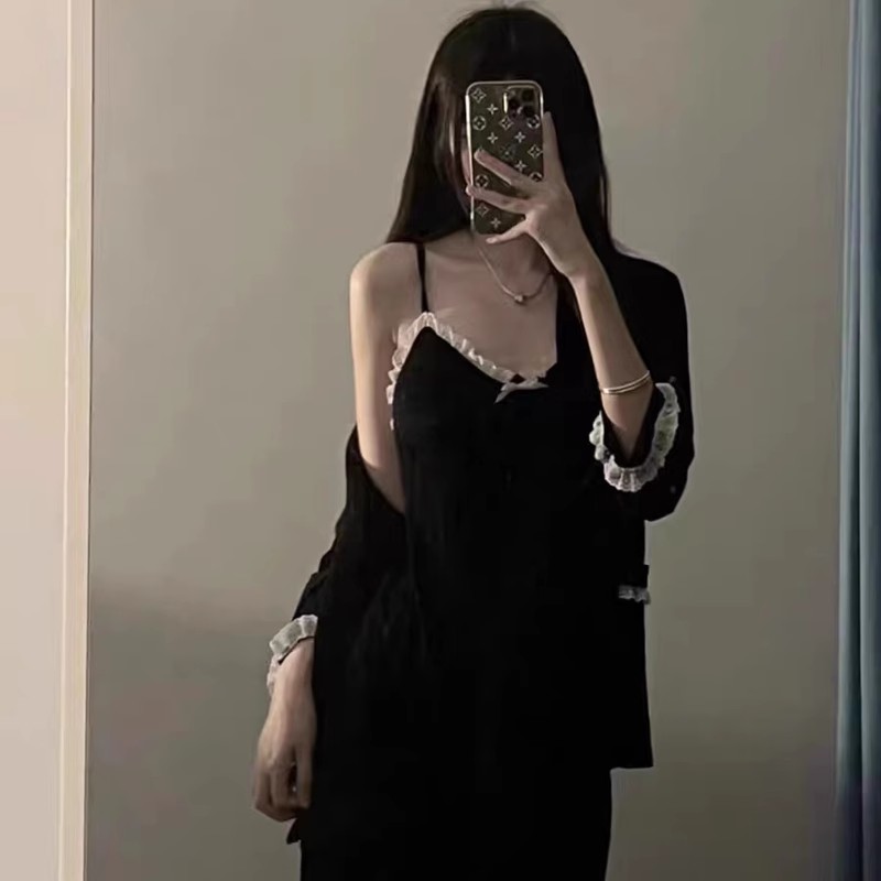 韩风性感吊带睡衣女春秋夏季纯棉