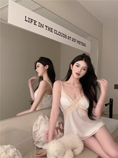 睡裤 冰丝性感带胸垫吊带睡衣女装 可外穿短裤 家居服套装 两件套 夏季