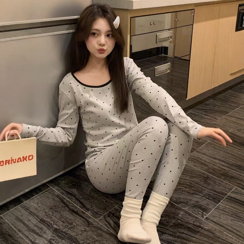 保暖内衣女德绒美体秋衣秋裤薄款修身可爱圆点春秋套装打底衫冬天,女士内衣/男士内衣/家居服,睡衣/家居服套装,淘宝优惠券,粉丝福利购,淘宝优惠卷
