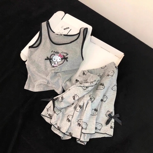 带胸垫HelloKitty吊带睡衣女夏季 薄款 背心短裤 卡通可爱家居服套装
